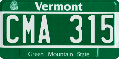 VT license plate CMA315