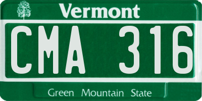 VT license plate CMA316