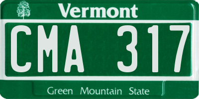 VT license plate CMA317
