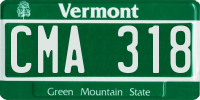 VT license plate CMA318
