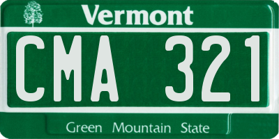 VT license plate CMA321