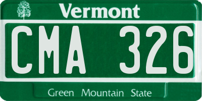 VT license plate CMA326