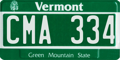 VT license plate CMA334