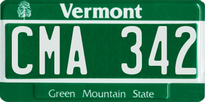 VT license plate CMA342