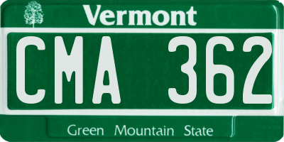 VT license plate CMA362
