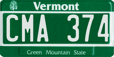 VT license plate CMA374