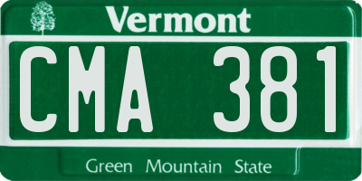 VT license plate CMA381