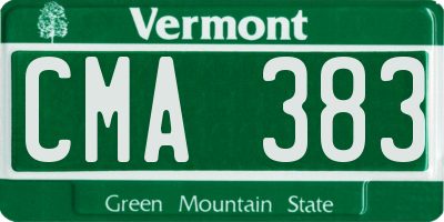 VT license plate CMA383