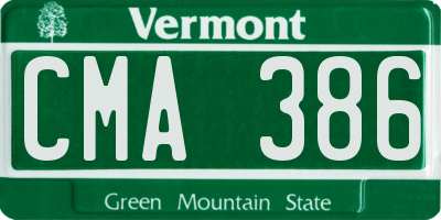 VT license plate CMA386