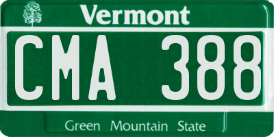 VT license plate CMA388