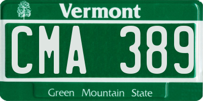 VT license plate CMA389