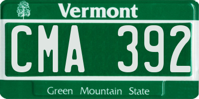 VT license plate CMA392