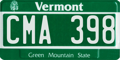 VT license plate CMA398