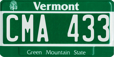 VT license plate CMA433
