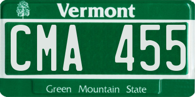 VT license plate CMA455