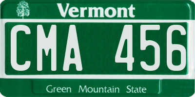 VT license plate CMA456
