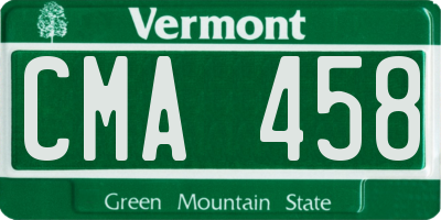 VT license plate CMA458