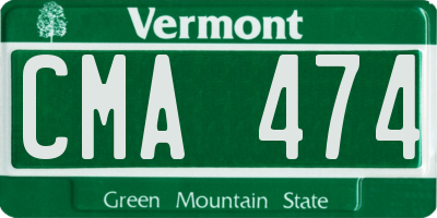 VT license plate CMA474