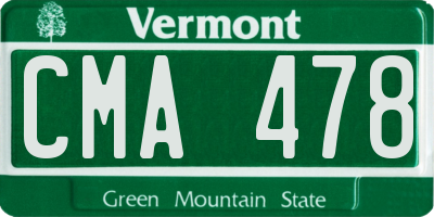 VT license plate CMA478