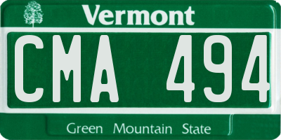 VT license plate CMA494