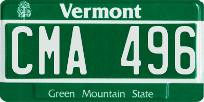 VT license plate CMA496
