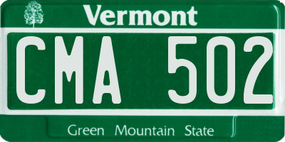 VT license plate CMA502
