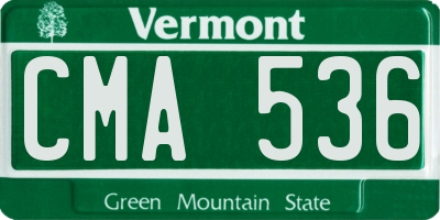 VT license plate CMA536