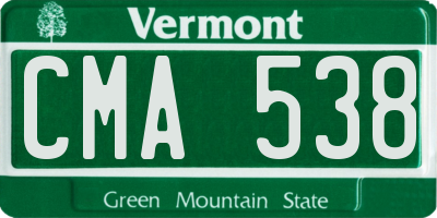 VT license plate CMA538