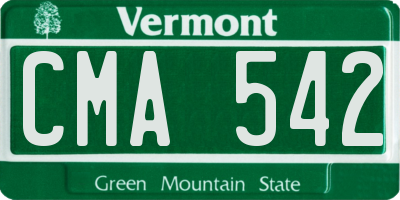 VT license plate CMA542