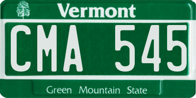VT license plate CMA545