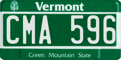 VT license plate CMA596