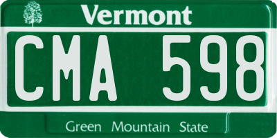 VT license plate CMA598