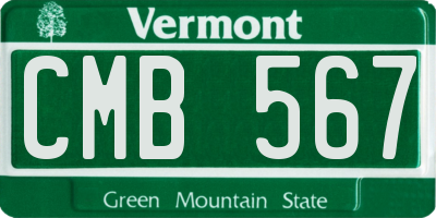 VT license plate CMB567