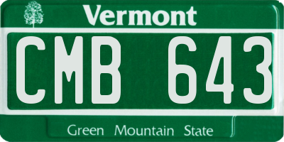 VT license plate CMB643