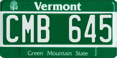 VT license plate CMB645