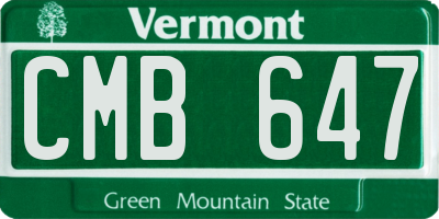 VT license plate CMB647