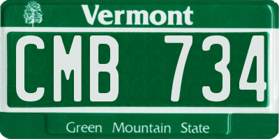 VT license plate CMB734