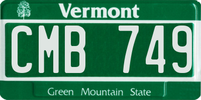 VT license plate CMB749