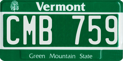 VT license plate CMB759