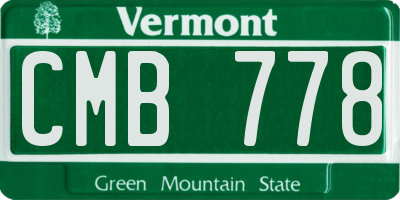 VT license plate CMB778