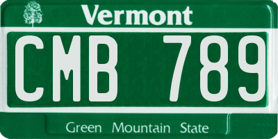 VT license plate CMB789