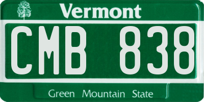 VT license plate CMB838