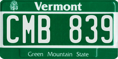 VT license plate CMB839