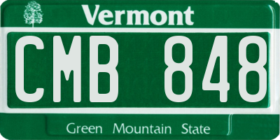 VT license plate CMB848