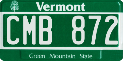 VT license plate CMB872