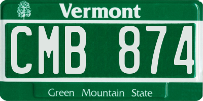 VT license plate CMB874
