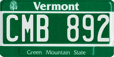 VT license plate CMB892