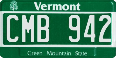 VT license plate CMB942