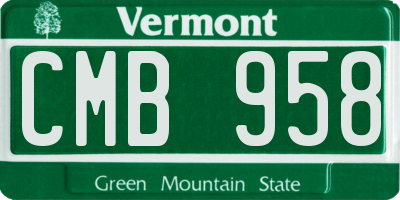 VT license plate CMB958
