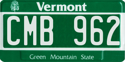 VT license plate CMB962